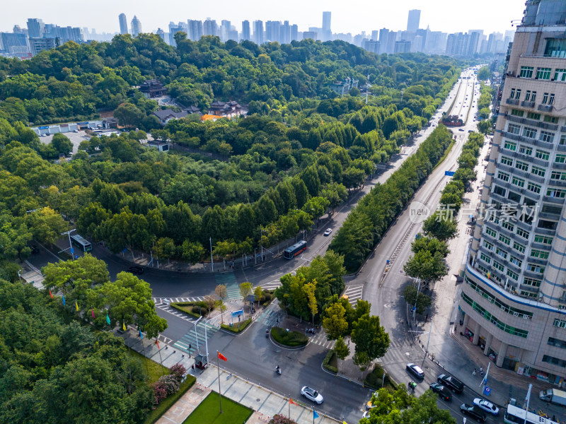 武汉辛亥革命纪念馆周边建筑交通航拍图