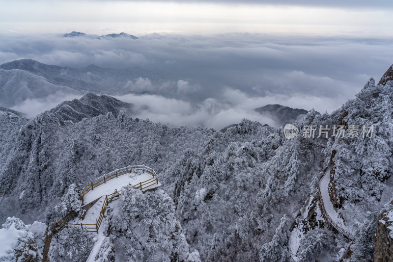 山川大雪云海航拍风景观景台