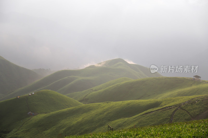 唯美清晨高山日出云海 武功山高山草甸