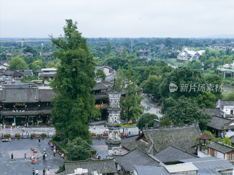 成都市崇州街子古镇航拍