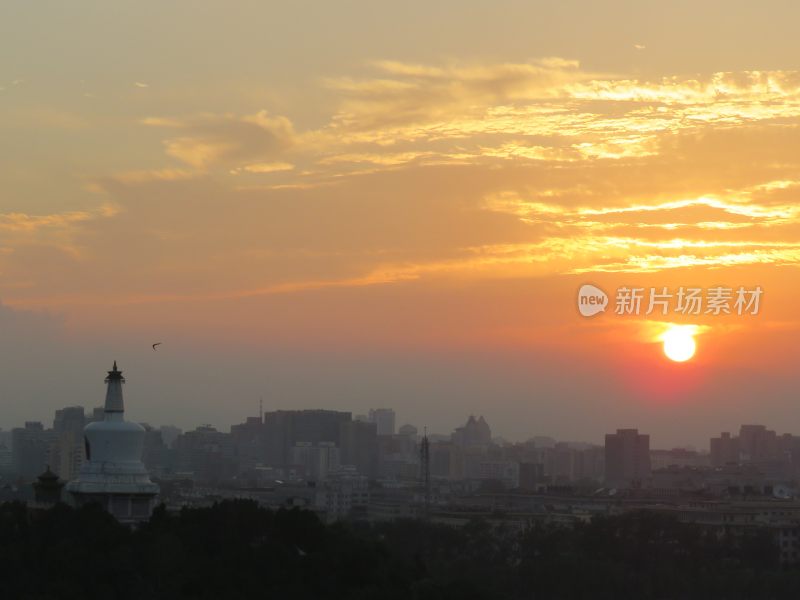 北京景山公园日落风景