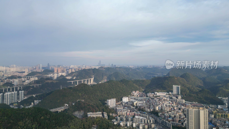 航拍贵阳大景云贵山山头公园