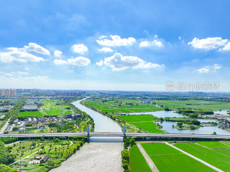 航拍江苏省苏州市田园乡村风光大景