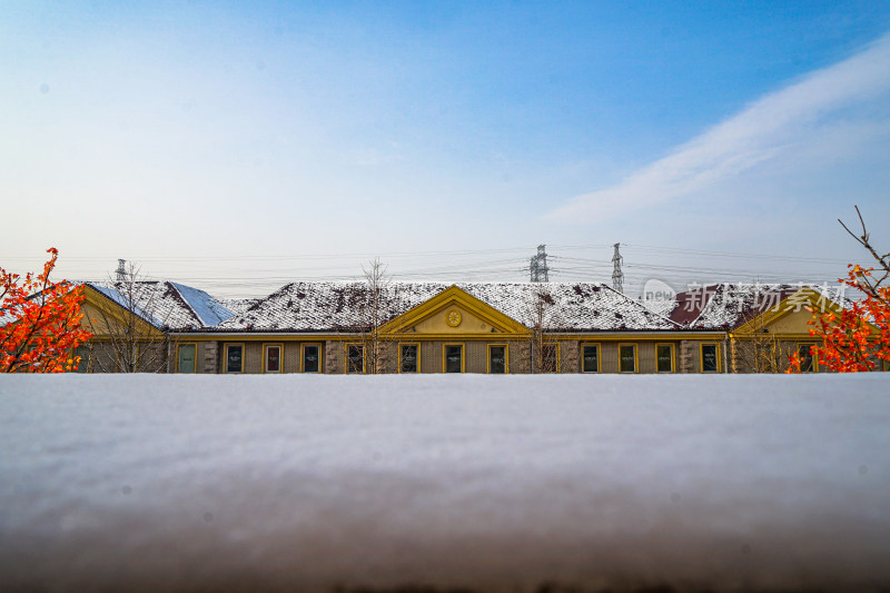 积雪欧洲小镇环境