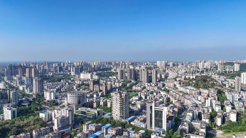 航拍四川自贡大景自贡城市建设摄影图