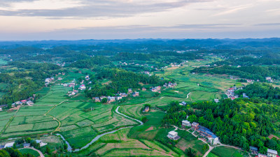 四川德阳市苍山镇丘陵地区的乡村农田