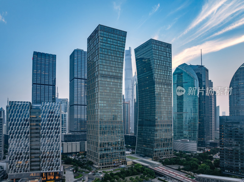 航拍上海陆家嘴高金融中心密集高楼群夜景