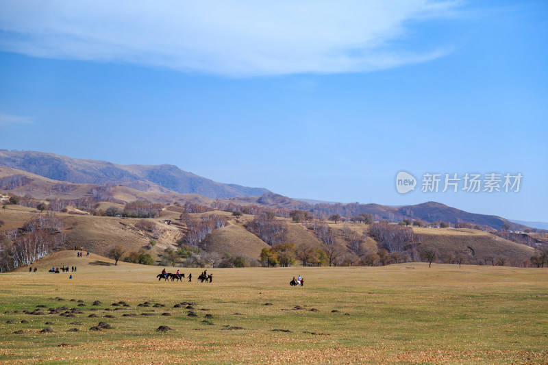 秋天的内蒙坝上高山草原骑马观光