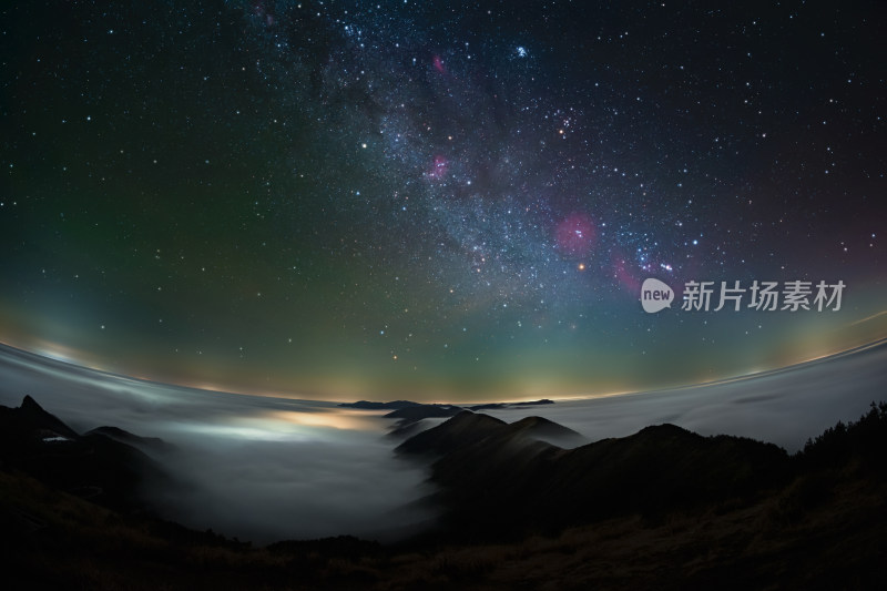 杭州临安太子尖冬季星空银河云海