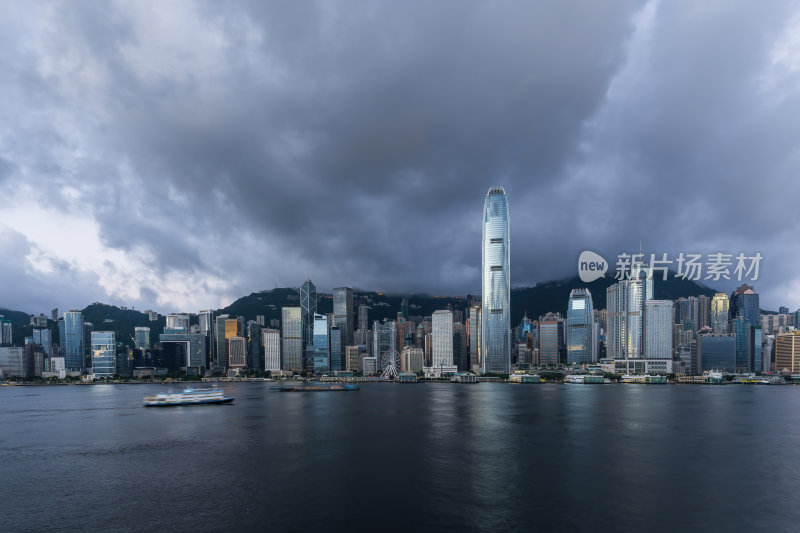 香港维多利亚港CBD中环日出夜景繁华都市