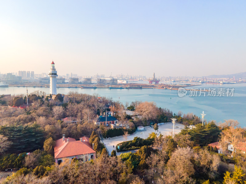 烟台市灯塔海岸航拍全景