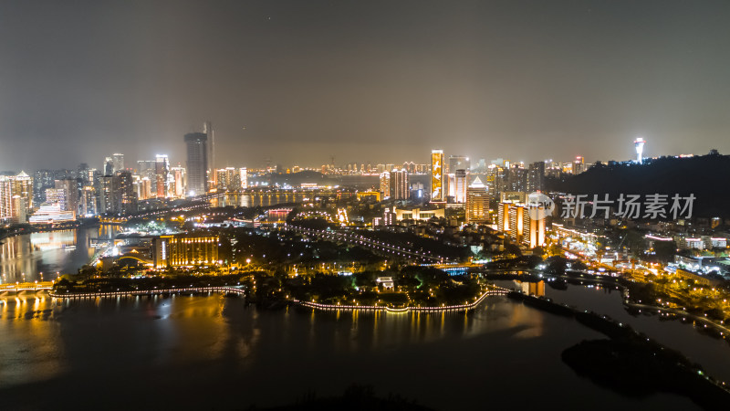 福建厦门城市夜景航拍