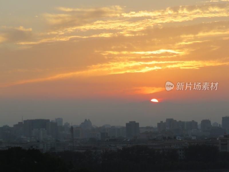 北京景山公园日落风景
