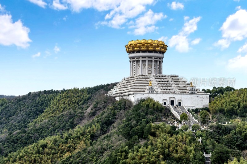 绍兴会稽山兜率天山顶佛塔建筑全景