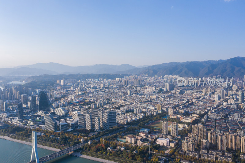 浙江丽水城区风光航拍全景