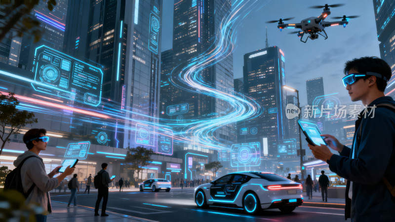 未来智慧城市科技生活虚拟现实背景