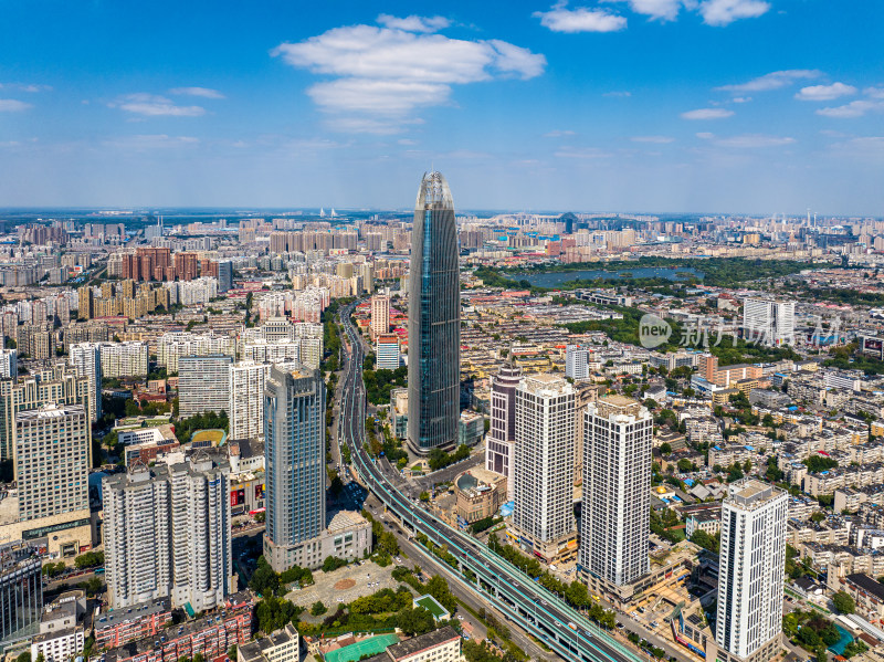 山东济南绿地中心市中区航拍城市全景