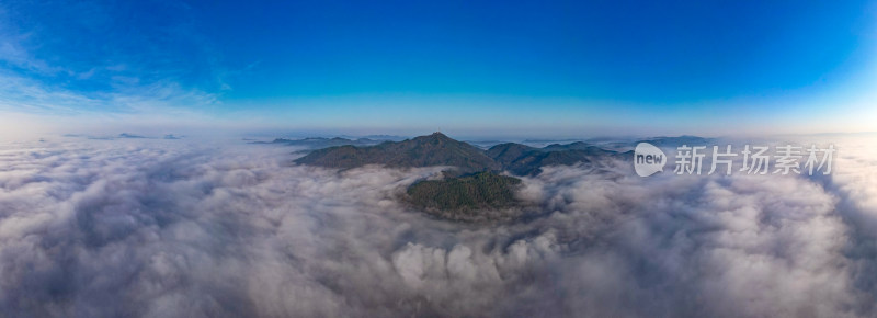 清晨云海云层之上航拍全景图