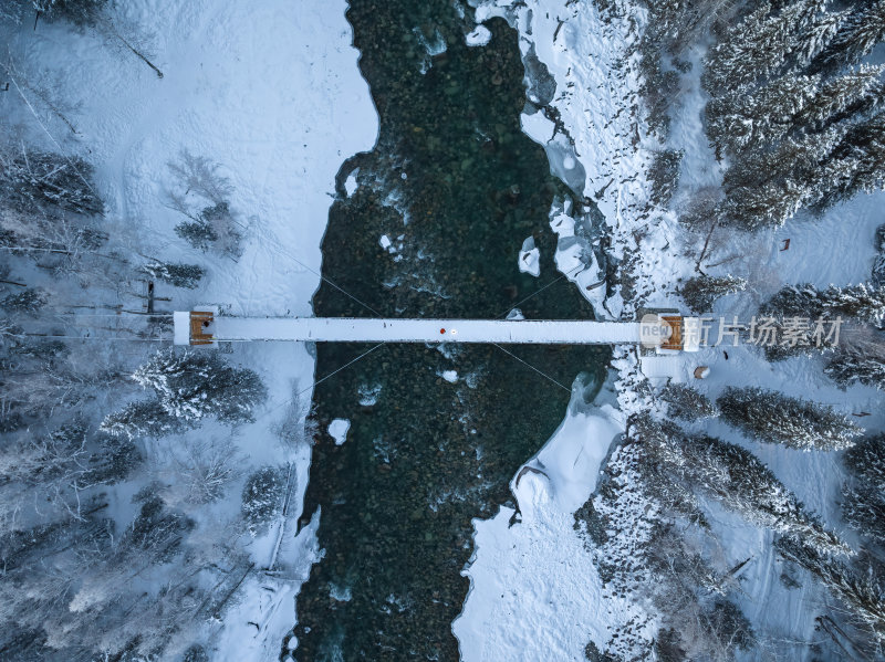 新疆北疆阿勒泰喀纳斯冬季雪景童话世界航拍