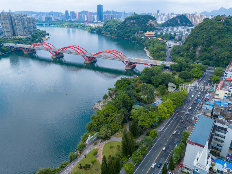 柳州建设柳江风光航拍图