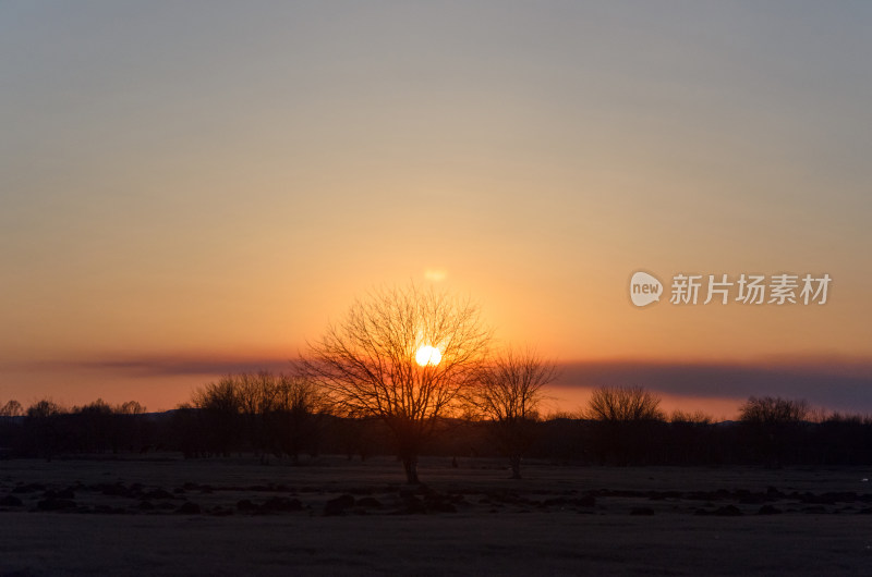 内蒙古呼伦贝尔额尔古纳湿地公园日落夕阳