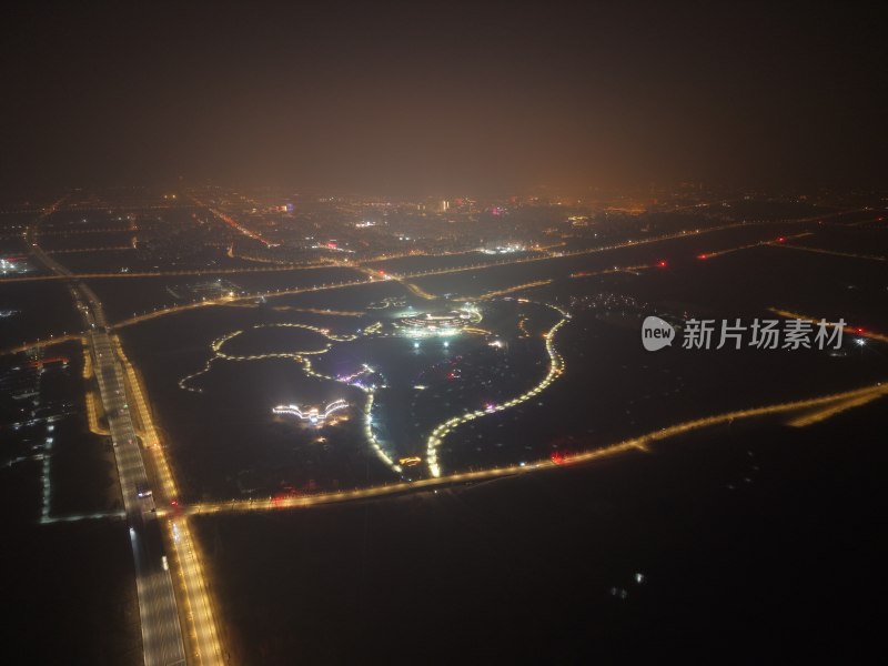 城市夜景航拍俯瞰道路