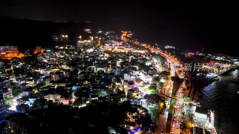 福建厦门曾厝垵夜景灯光航拍