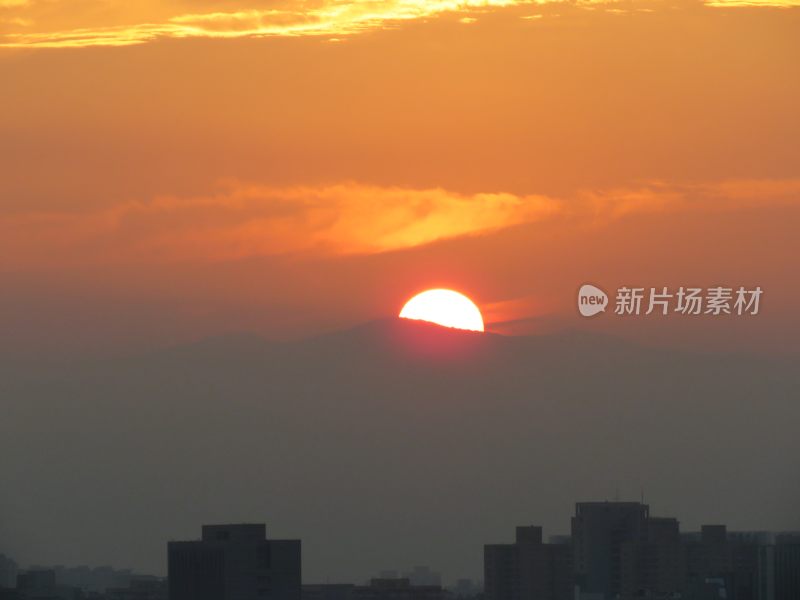 北京景山公园日落风景
