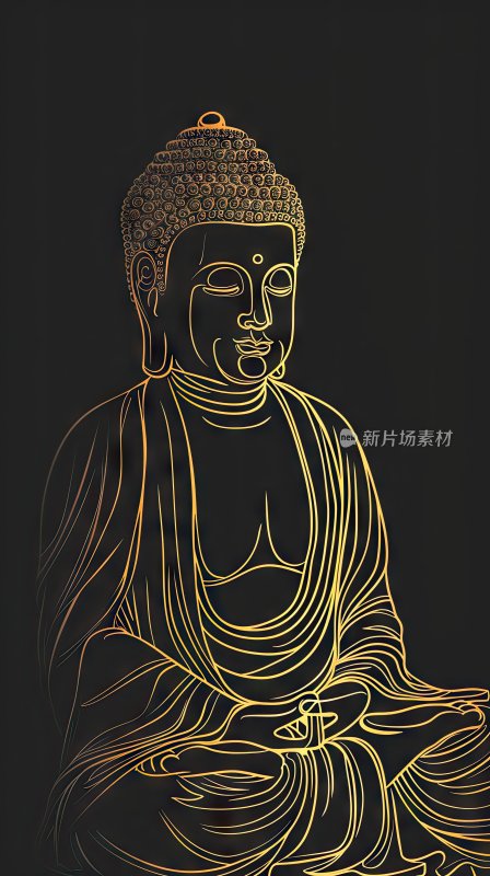 金箔线稿佛教佛祖菩萨背景素材