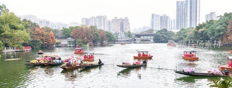 广州市荔湾湖公园水上花市花船