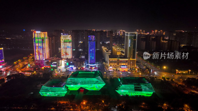 江西上饶城市夜景灯光航拍