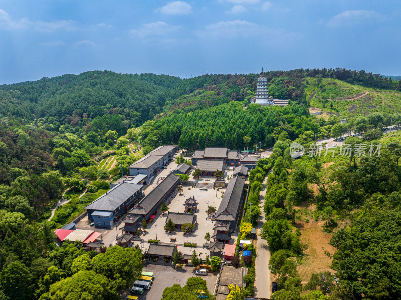 中国辽宁抚顺萨尔浒三慧寺永光宝塔航拍