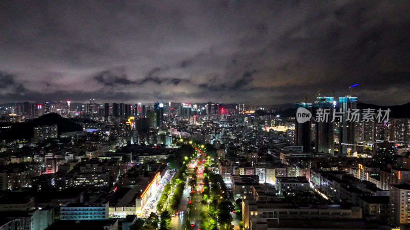 广东深圳城市大景夜景灯光航拍图