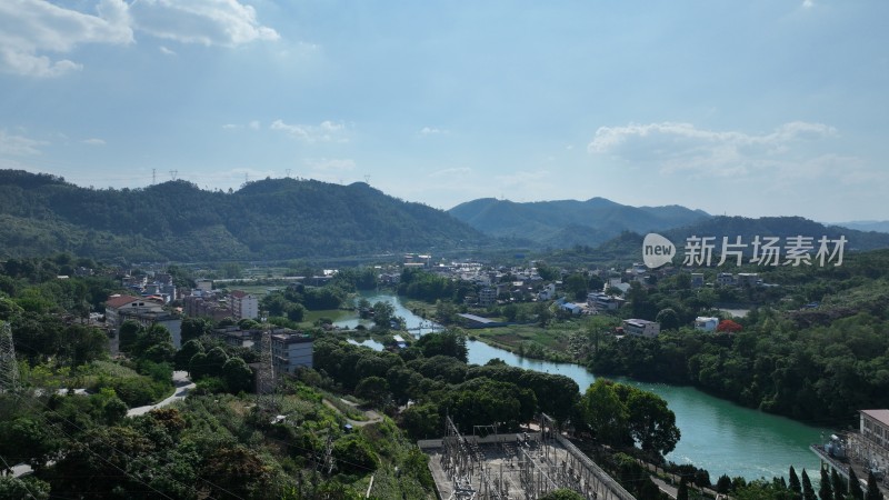 航拍广西山水风景百色澄碧河水库河水