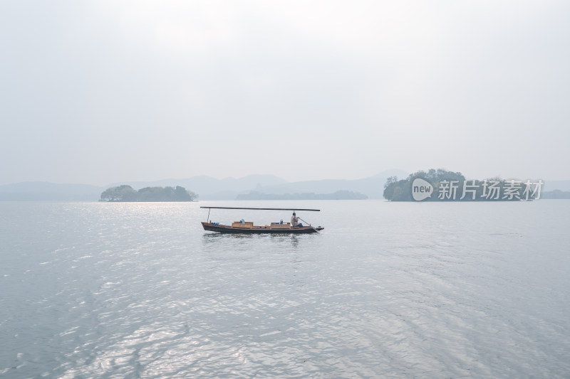 杭州西湖湖泊水面船只