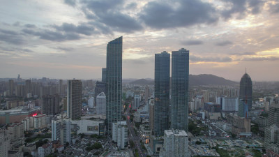 航拍江苏无锡三阳广场商业大楼中山路