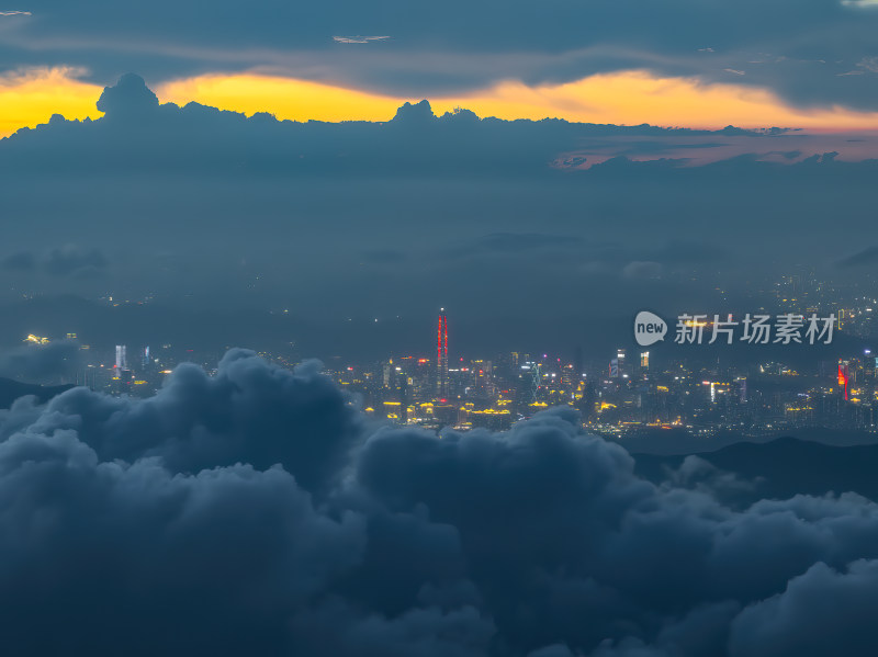 香港维多利亚港CBD中环夜景日出高空航拍