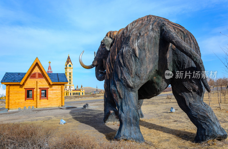 内蒙古呼伦贝尔满洲里猛犸公园大型猛犸雕塑