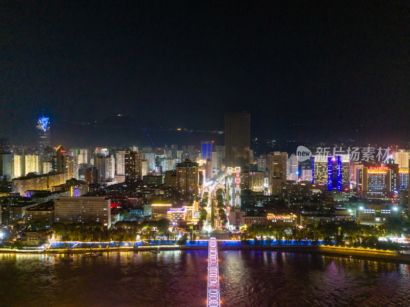 兰州黄河夜景航拍图