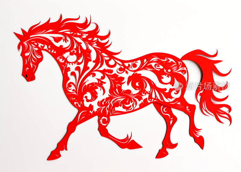 马年喜庆奔腾动感装饰剪纸窗花