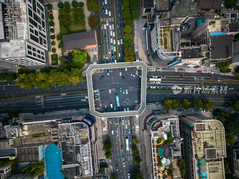 浙江杭州城市风光交通航拍摄影图