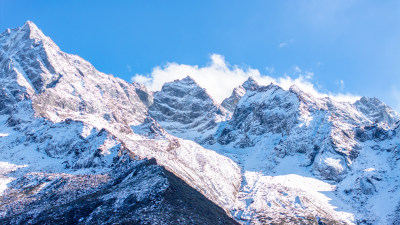 四川阿坝理县毕棚沟的雪山雪景