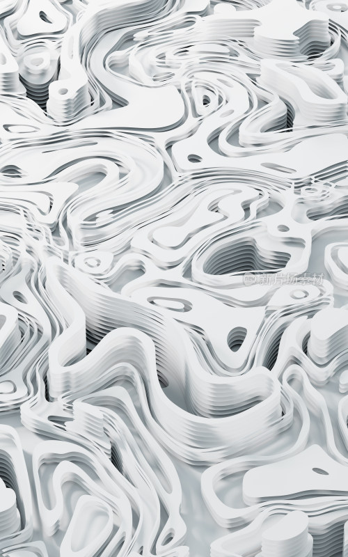 抽象多层纸张背景3D渲染