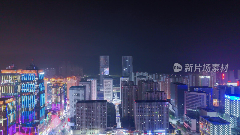 青海西宁市海湖新区海湖广场西宁CBD夜景