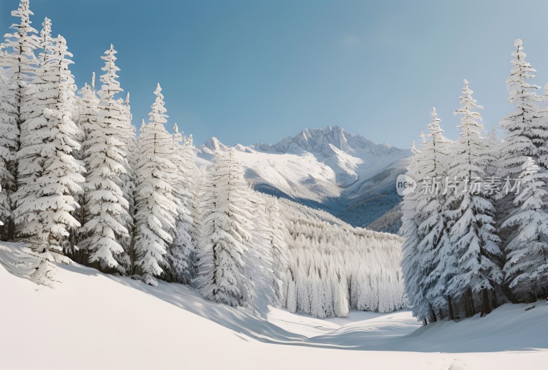 冬季森林白雪覆盖风景