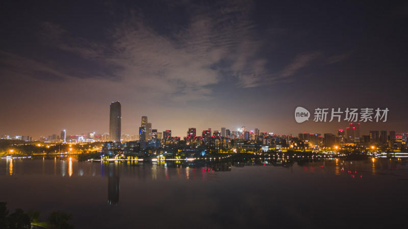 成都兴隆湖城市夜景航拍