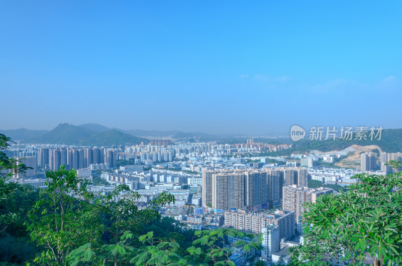 深圳铁仔山顶俯瞰宝安西乡城市密集建筑群