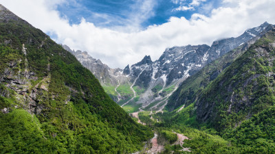 四川阿坝理县理小路自驾游沿途高山雪山