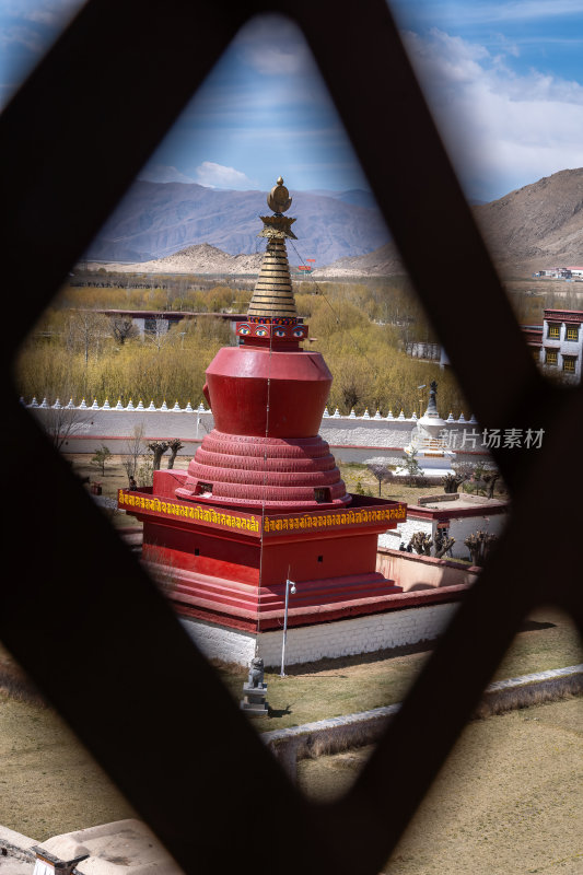 西藏山南桑耶寺藏式金顶高原圣地恢弘建筑