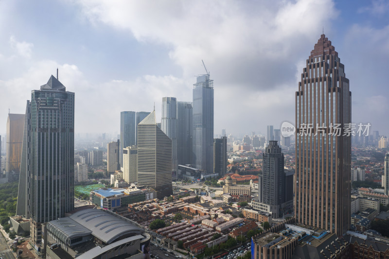 天津海河风景线小白楼商圈城市建筑风光航拍